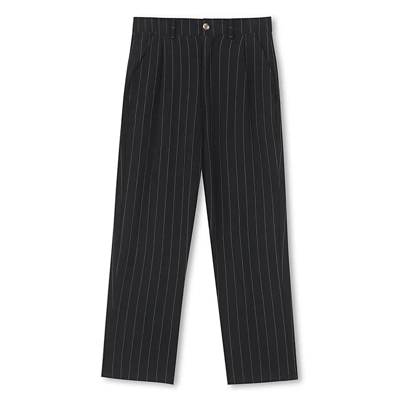Linen Casual Pants - Men’s Striped Straight-Leg Breathable Loose Trousers for Spring - ZOOMNSTORE