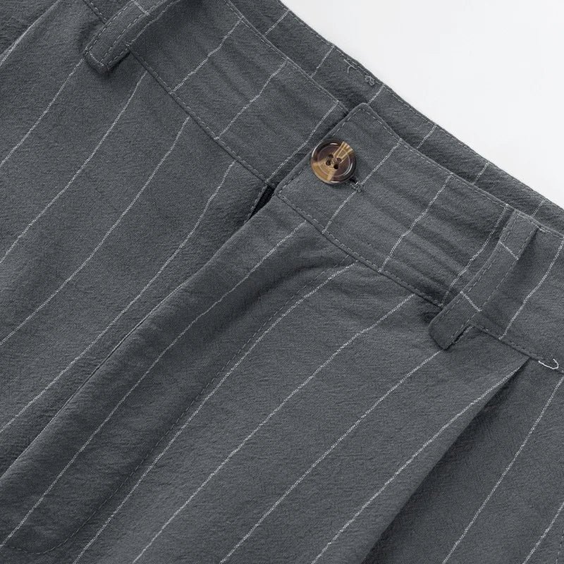 Linen Casual Pants - Men’s Striped Straight-Leg Breathable Loose Trousers for Spring - ZOOMNSTORE