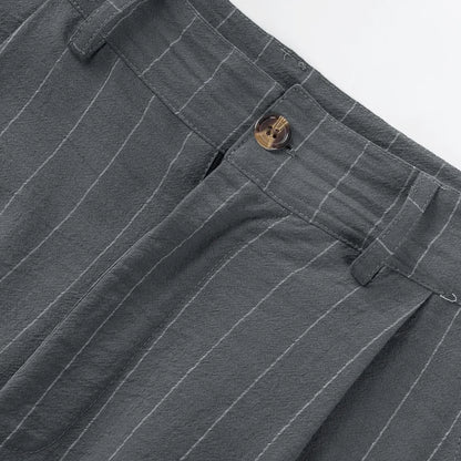 Linen Casual Pants - Men’s Striped Straight-Leg Breathable Loose Trousers for Spring - ZOOMNSTORE