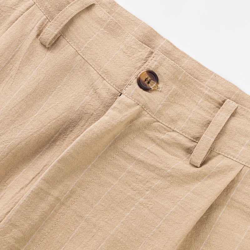 Linen Casual Pants - Men’s Striped Straight-Leg Breathable Loose Trousers for Spring - ZOOMNSTORE