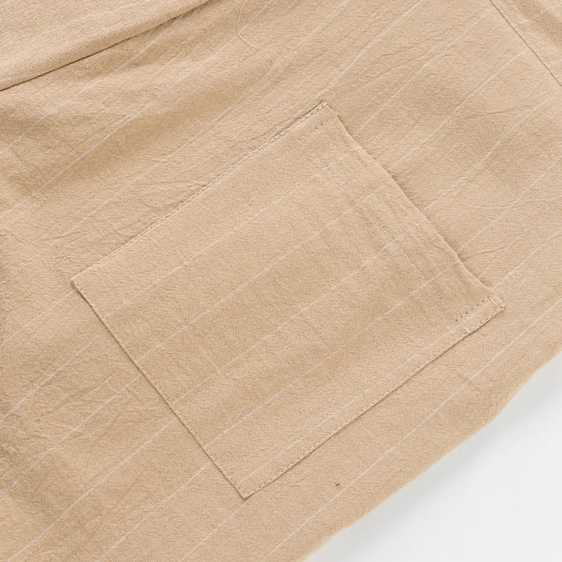 Linen Casual Pants - Men’s Striped Straight-Leg Breathable Loose Trousers for Spring - ZOOMNSTORE