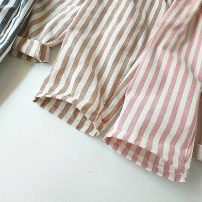 Linen Cotton Stripe Pants - Casual Loose Trousers for Kids - ZOOMNSTORE