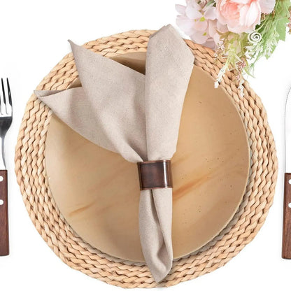 Linen Flax Cotton Dinner Napkins - Set of 12 Natural Fabric Wedding Napkins with Mitered Corners - ZOOMNSTORE