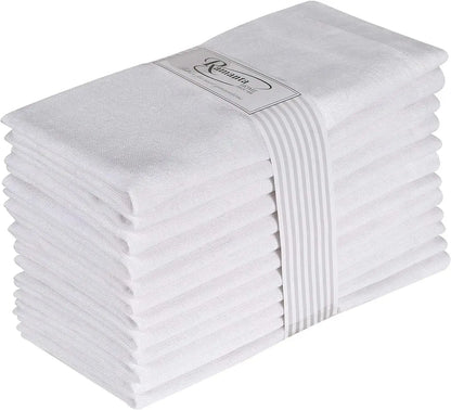 Linen Flax Cotton Dinner Napkins - Set of 12 Natural Fabric Wedding Napkins with Mitered Corners - ZOOMNSTORE