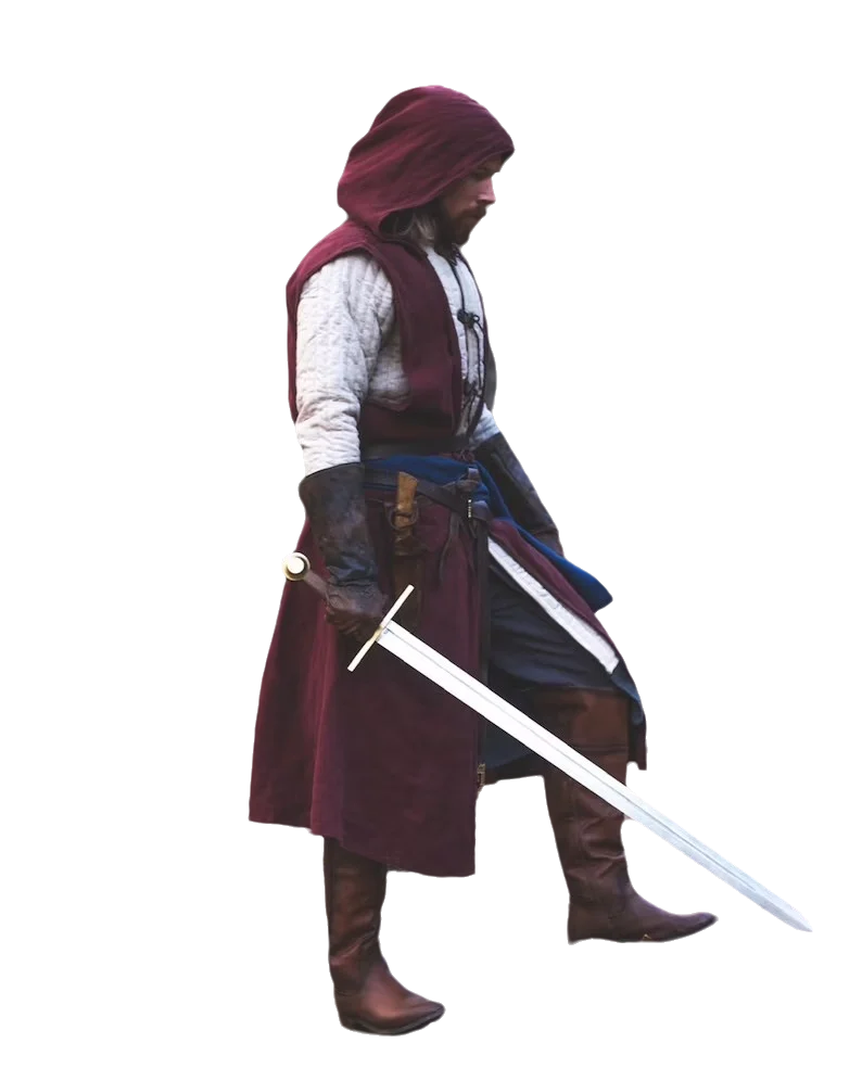 Open-Front Surcoat - Linen Medieval Overgarment Adult Celtic Robe with Hood Viking Cape, Renaissance Cosplay LARP Costume - ZOOMNSTORE