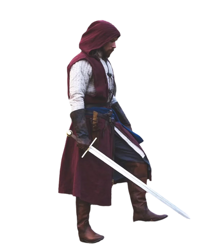 Open-Front Surcoat - Linen Medieval Overgarment Adult Celtic Robe with Hood Viking Cape, Renaissance Cosplay LARP Costume - ZOOMNSTORE