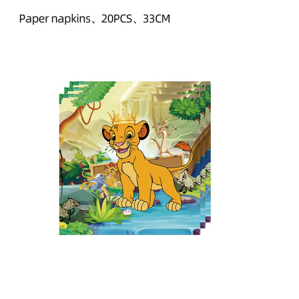 Lion King Birthday Party Supplies - Disposable Tableware Set with Cups Plates Napkins - ZOOMNSTORE