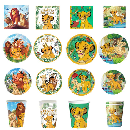 Lion King Birthday Party Supplies - Disposable Tableware Set with Cups Plates Napkins - ZOOMNSTORE