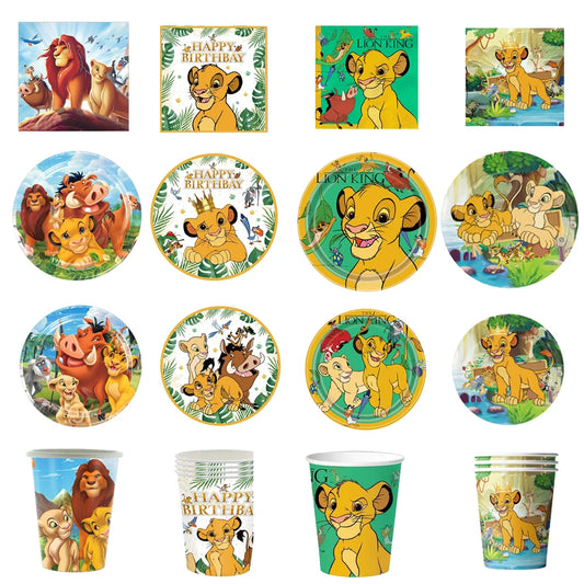 Lion King Birthday Party Supplies - Disposable Tableware Set with Cups Plates Napkins - ZOOMNSTORE
