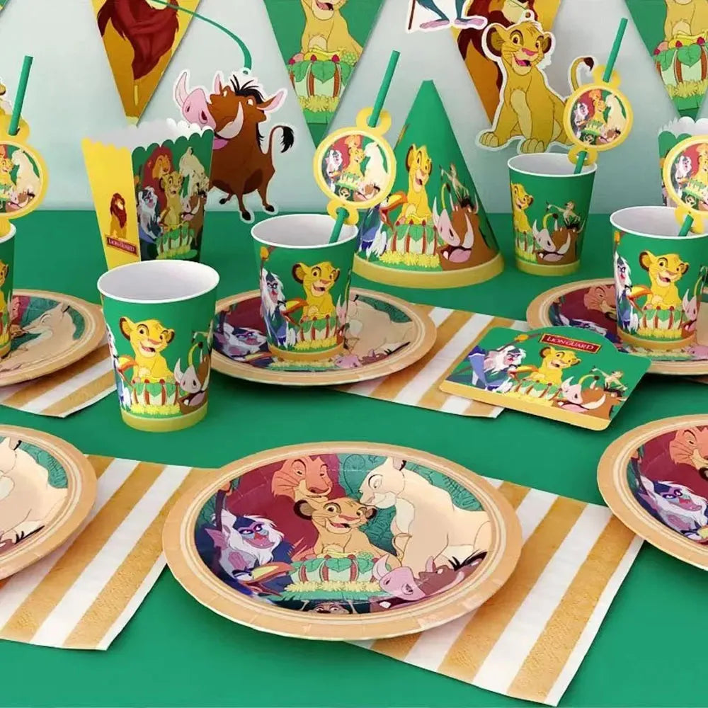 Lion King Birthday Party Supplies - Disposable Tableware Set with Cups Plates Napkins - ZOOMNSTORE