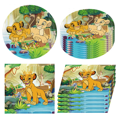 Lion King Birthday Party Supplies - Disposable Tableware Set with Cups Plates Napkins - ZOOMNSTORE
