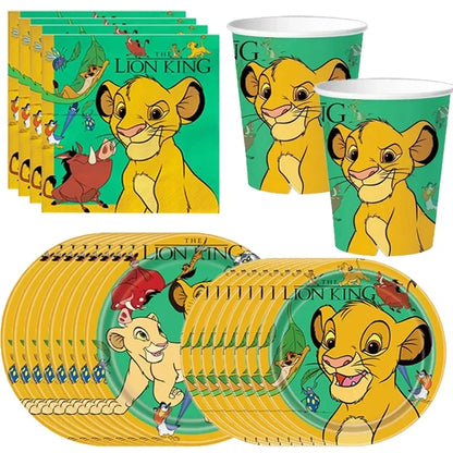 Lion King Birthday Party Supplies - Disposable Tableware Set with Cups Plates Napkins - ZOOMNSTORE