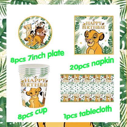 Lion King Birthday Party Supplies - Disposable Tableware Set with Cups Plates Napkins - ZOOMNSTORE