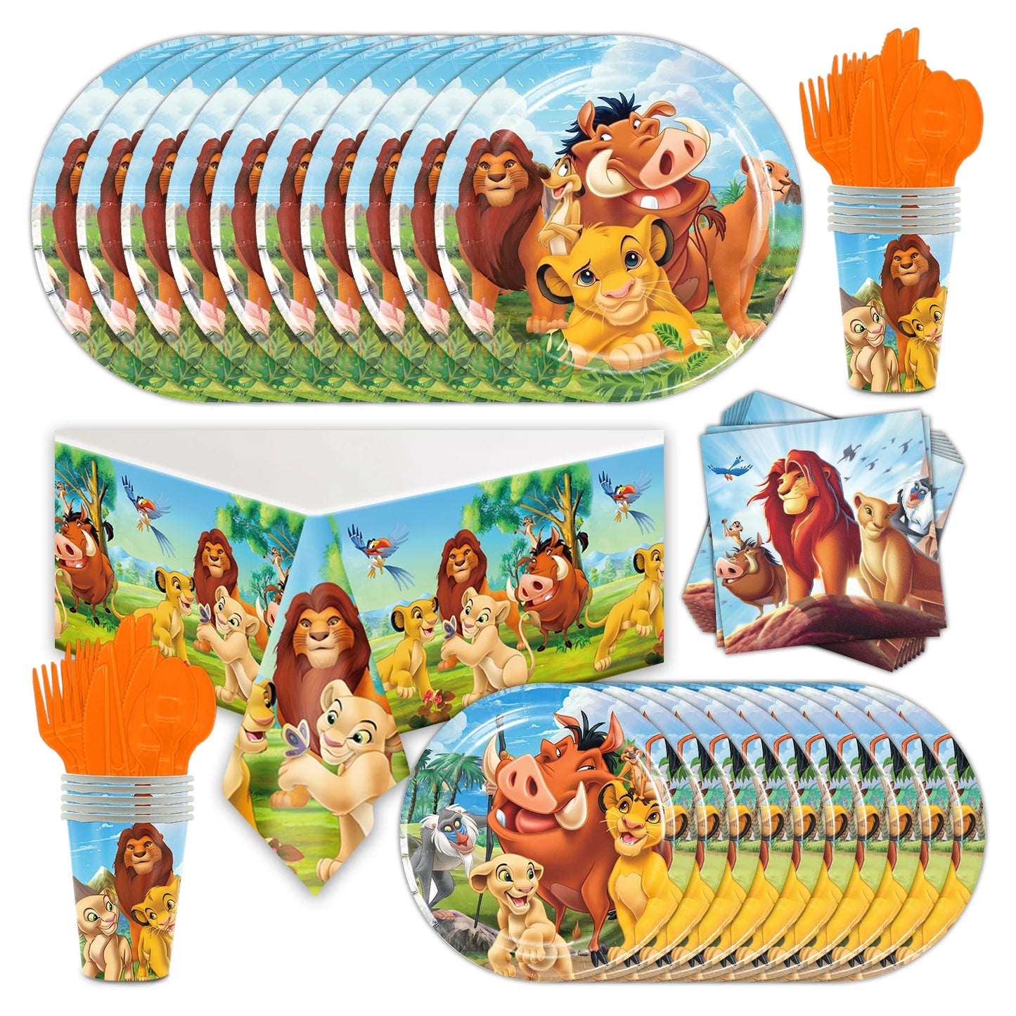 Lion King Birthday Party Supplies - Disposable Tableware Set with Cups Plates Napkins - ZOOMNSTORE