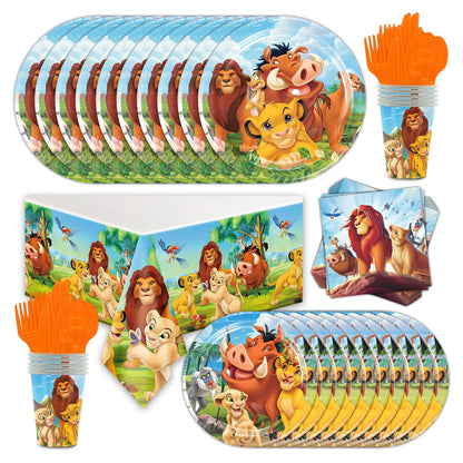 Lion King Birthday Party Supplies - Disposable Tableware Set with Cups Plates Napkins - ZOOMNSTORE