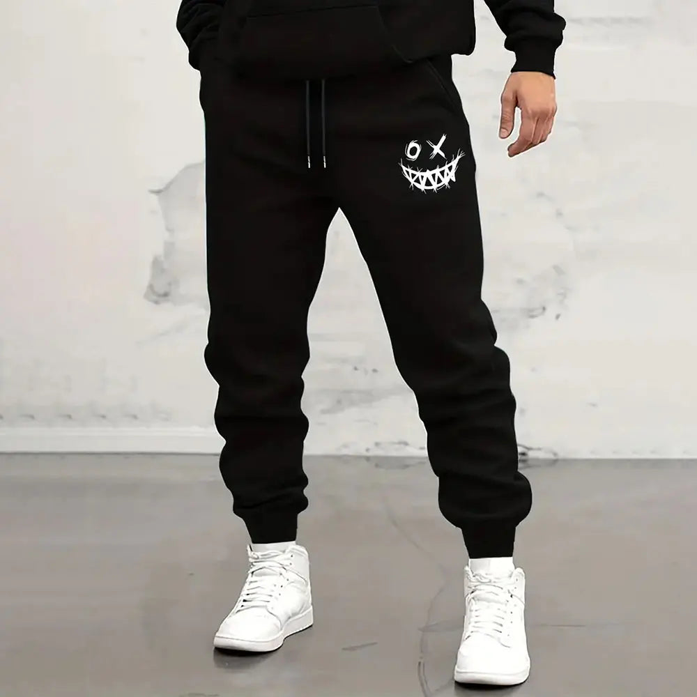 Lion Print Sweatpants - Men's Loose Fit Drawstring Waist Winter Warm Joggers - ZOOMNSTORE