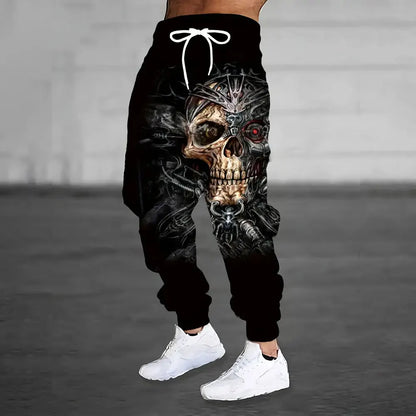 Lion Print Sweatpants - Men's Loose Fit Drawstring Waist Winter Warm Joggers - ZOOMNSTORE