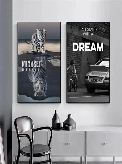 Inspirational Lion Canvas Print - Motivational Wall Art for Office  Living Room Decor - ZOOMNSTORE