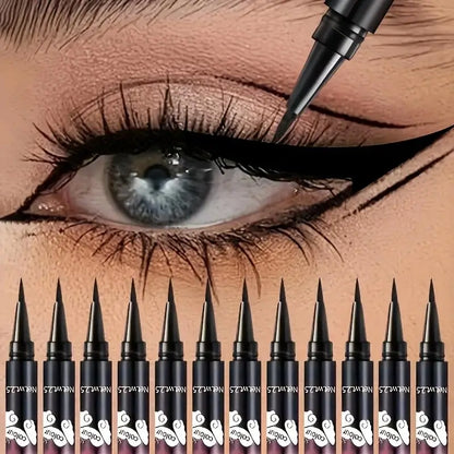 Liquid Eyeliner - 12 PCS Waterproof Black Liner Pen, Long Lasting & Smudge Proof - ZOOMNSTORE
