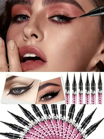 Liquid Eyeliner - 12 PCS Waterproof Black Liner Pen, Long Lasting & Smudge Proof - ZOOMNSTORE