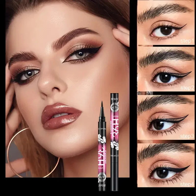 Liquid Eyeliner - 12 PCS Waterproof Black Liner Pen, Long Lasting & Smudge Proof - ZOOMNSTORE