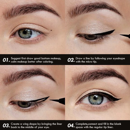 Liquid Eyeliner Pen - 5PCS Waterproof Black Fine Tip, Long Lasting Eye Makeup Set - ZOOMNSTORE