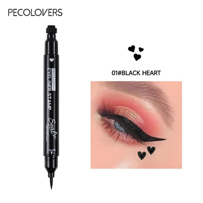 Liquid Eyeliner Pencil - 2 In 1 Double Head Black Waterproof Moon Stamp Quick Dry - ZOOMNSTORE