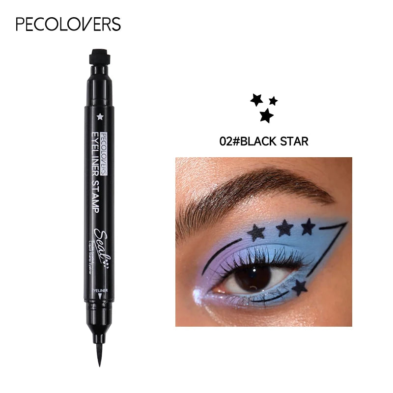 Liquid Eyeliner Pencil - 2 In 1 Double Head Black Waterproof Moon Stamp Quick Dry - ZOOMNSTORE