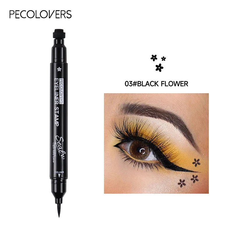 Liquid Eyeliner Pencil - 2 In 1 Double Head Black Waterproof Moon Stamp Quick Dry - ZOOMNSTORE
