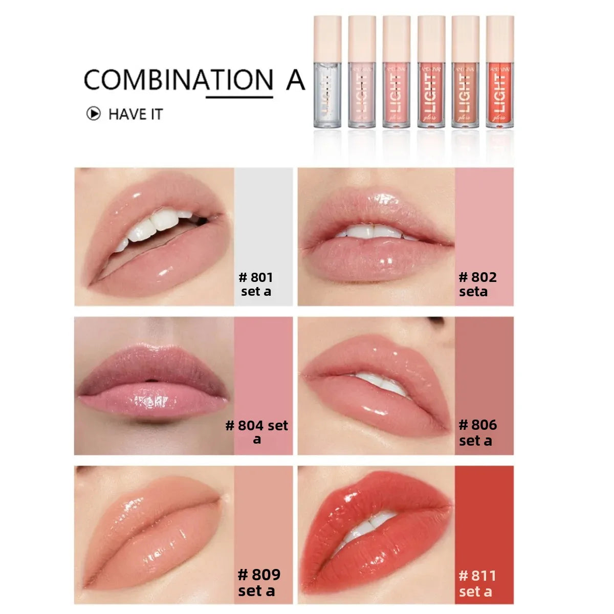 Lip Gloss Set - 6 PCS Long-Lasting Liquid Lip Stains with Mirror - ZOOMNSTORE