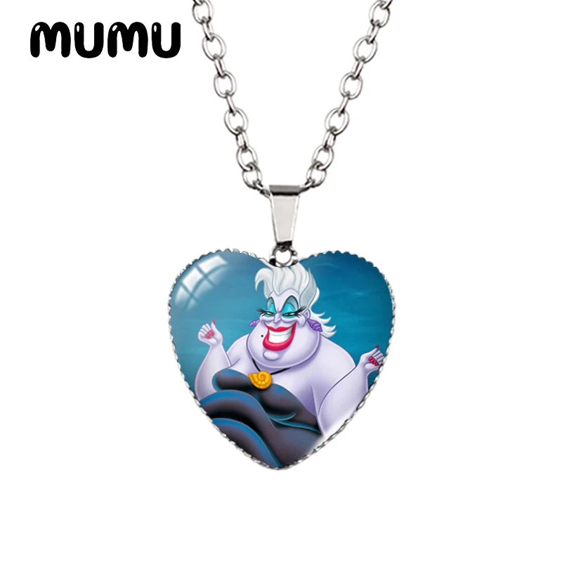 Little Mermaid Heart Necklace - Handmade Glass Pendant Jewelry for Kids - ZOOMNSTORE