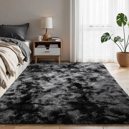 Living Room Carpet - Minimalist Rectangle Area Rug | Fluffy Non Slip Soft Polyester - ZOOMNSTORE