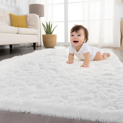 Living Room Carpet - Minimalist Rectangle Area Rug | Fluffy Non Slip Soft Polyester - ZOOMNSTORE
