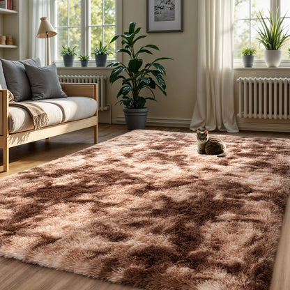 Living Room Carpet - Minimalist Rectangle Area Rug | Fluffy Non Slip Soft Polyester - ZOOMNSTORE