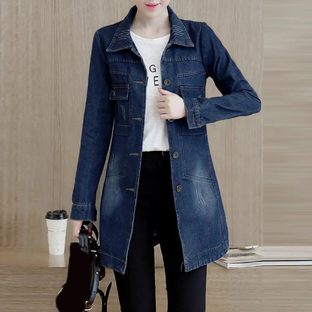 Denim Jacket - Womens Long Irregular Hem Vacation Jacket - ZOOMNSTORE