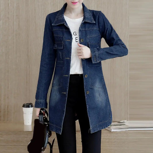 Denim Jacket - Womens Long Irregular Hem Vacation Jacket - ZOOMNSTORE
