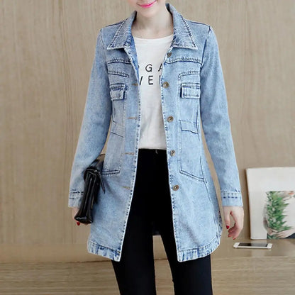 Denim Jacket - Womens Long Irregular Hem Vacation Jacket - ZOOMNSTORE