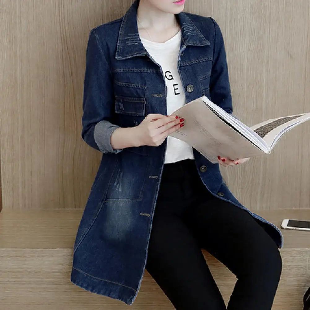 Denim Jacket - Womens Long Irregular Hem Vacation Jacket - ZOOMNSTORE