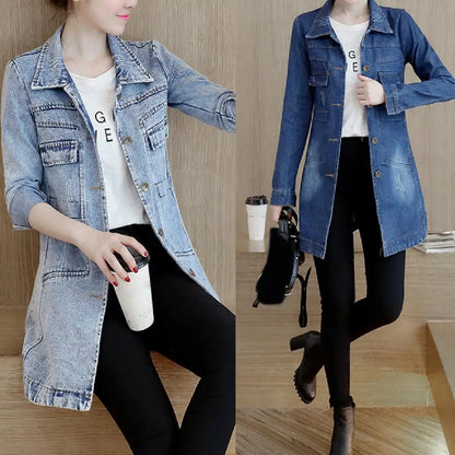 Denim Jacket - Womens Long Irregular Hem Vacation Jacket - ZOOMNSTORE