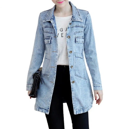 Denim Jacket - Womens Long Irregular Hem Vacation Jacket - ZOOMNSTORE