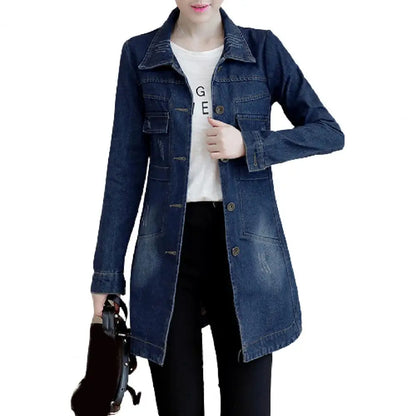 Denim Jacket - Womens Long Irregular Hem Vacation Jacket - ZOOMNSTORE