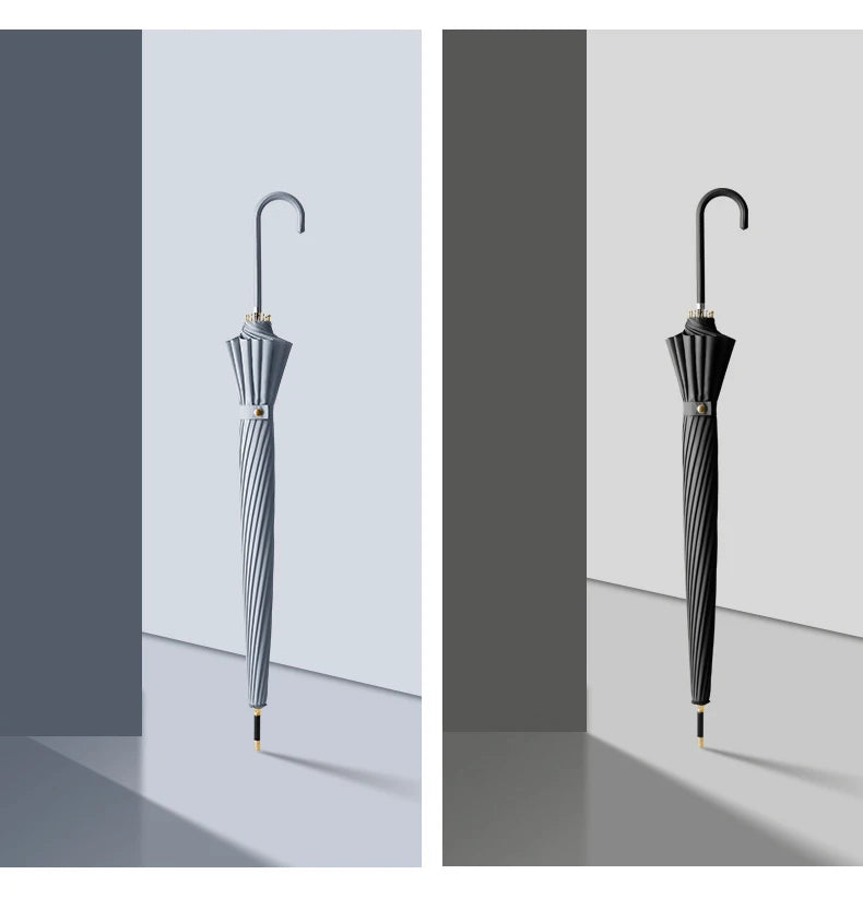 Japanese Long Handled Umbrella Ins for Both Sunny and Rainy Use, Black Glue Large Size Storm Resistant 16 Bone Automatic Waterpr - ZOOMNSTORE