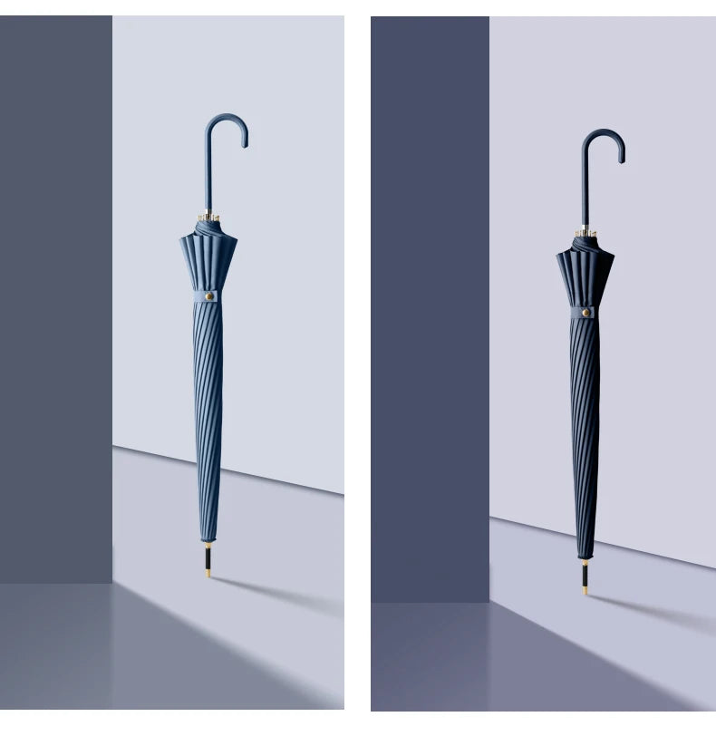 Japanese Long Handled Umbrella Ins for Both Sunny and Rainy Use, Black Glue Large Size Storm Resistant 16 Bone Automatic Waterpr - ZOOMNSTORE