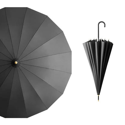 Japanese Long Handled Umbrella Ins for Both Sunny and Rainy Use, Black Glue Large Size Storm Resistant 16 Bone Automatic Waterpr - ZOOMNSTORE