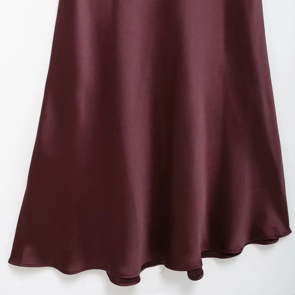 Long Satin Halter Dress – Backless Bow Tied Back Zipper Ankle Length Gown - ZOOMNSTORE
