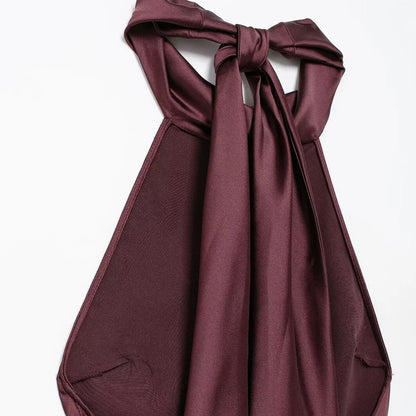 Long Satin Halter Dress – Backless Bow Tied Back Zipper Ankle Length Gown - ZOOMNSTORE
