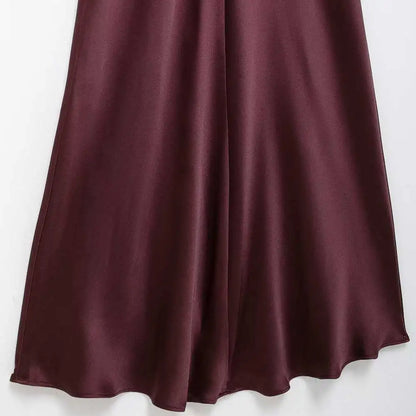 Long Satin Halter Dress – Backless Bow Tied Back Zipper Ankle Length Gown - ZOOMNSTORE