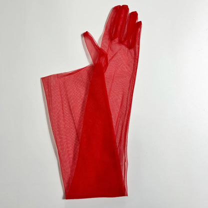 Wedding Bride Gloves Fashion Long Sheer Tulle Gloves Ultra Thin Stretchy Full Finger Mittens Mesh Elbow Halloween Accessory - ZOOMNSTORE