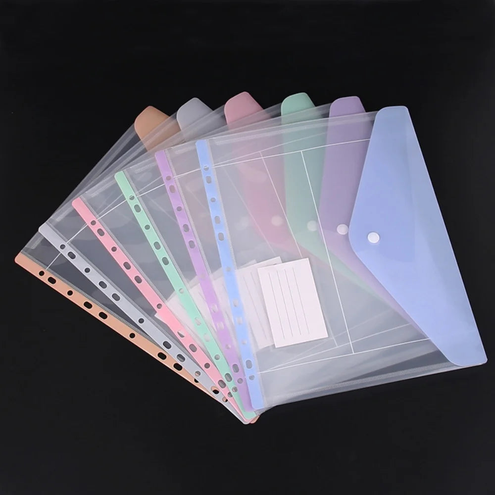 Loose Leaf File Bag - Transparent 11-Hole Binder Pockets & 3-Hole Folder Pack for School & Office - ZOOMNSTORE