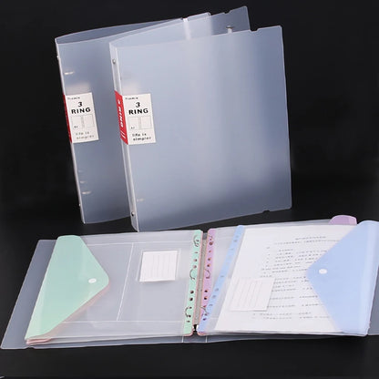 Loose Leaf File Bag - Transparent 11-Hole Binder Pockets & 3-Hole Folder Pack for School & Office - ZOOMNSTORE